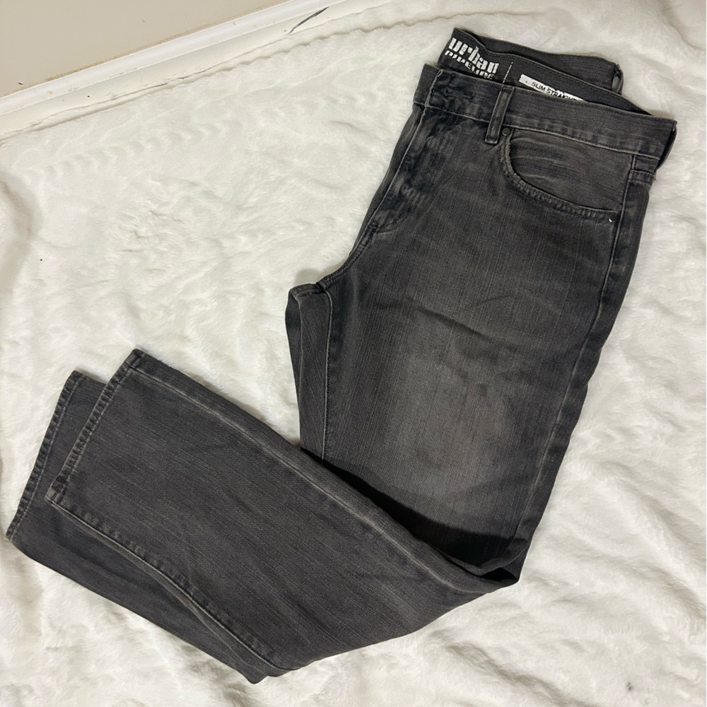Men Urban Pipeline Sz 34/40 Gray Jeans Slim Straight